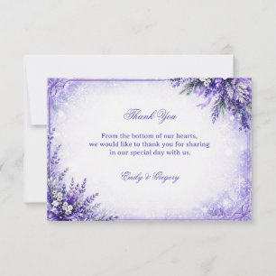 Cartão De Agradecimento Elegante Flor de Lavanda de Inverno Serenidade