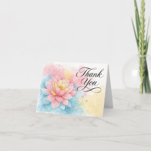 Cartão De Agradecimento Elegante Flor de Lótus em Aquarela Rosa Obrigado