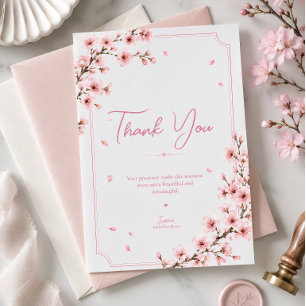 Cartão De Agradecimento Elegante Floral Botânica Aquarela de Cerejeira