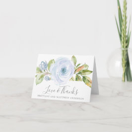 Cartão De Agradecimento Elegante Floral de Primavera Azul Poeirento Agrade