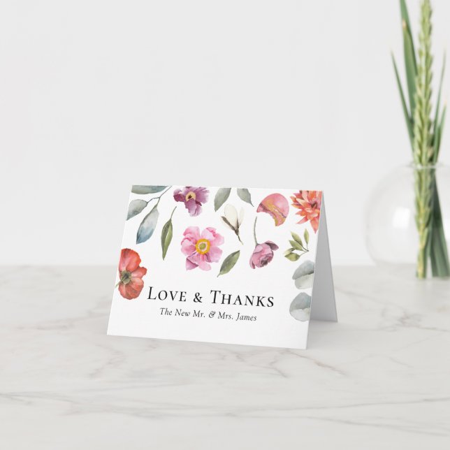 Cartão De Agradecimento Elegante Floral Eucalyptus Wedding (Frente)