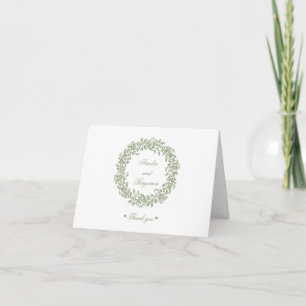 Cartão De Agradecimento Elegante Floral Francês Vintage em Verde Salvia