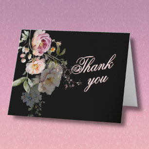 Cartão De Agradecimento Elegante Floral Pintada à Mão Orçamento Aposentado