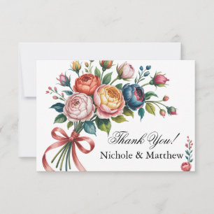 Cartão De Agradecimento Elegante Floral Wreath Wedding
