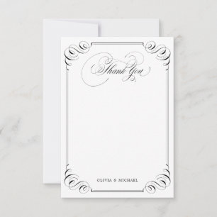 Cartão De Agradecimento Elegante floreio caligrafia vintage obrigado