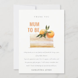 Cartão De Agradecimento Elegante Fofo Boho Bolo de Laranja Festa de Bebê