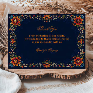 Cartão De Agradecimento Elegante Folk Botânico Mexicano