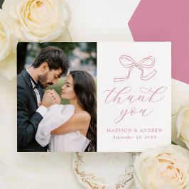 Cartão De Agradecimento Elegante Foto de Arco Rosa para Casamento