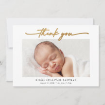 Elegante Foto de Bebê em Letra Dourada