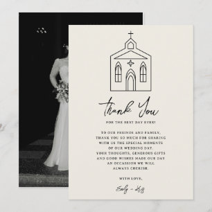 Cartão De Agradecimento Elegante Foto de Casamento da Capela de Marfim
