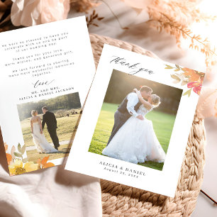 Cartão De Agradecimento Elegante foto de casamento floral
