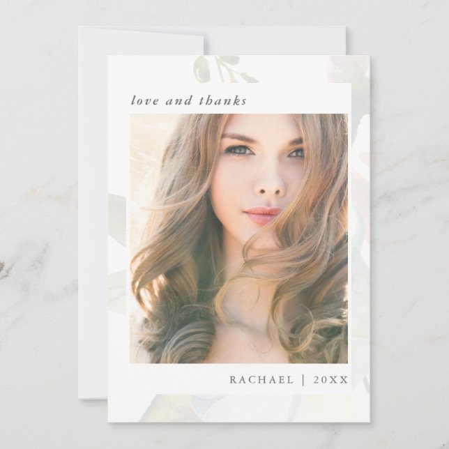 Cartão De Agradecimento Elegante Foto De Graduação Botânica Obrigado (Frente)