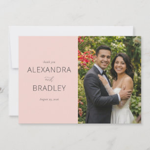 Cartão De Agradecimento Elegante Foto Rosa Alegre