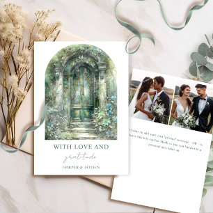 Cartão De Agradecimento Elegante Fotografia de Casamento no Jardim Botânic