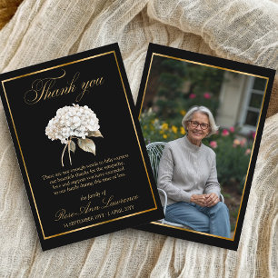 Cartão De Agradecimento Elegante Funeral Hortênsia Branca Dourada Foto
