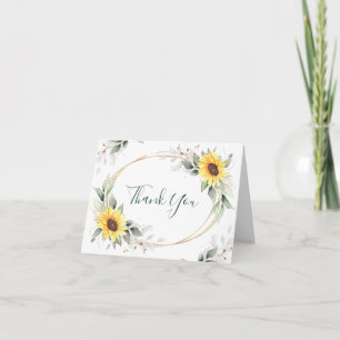Cartão De Agradecimento Elegante Girassóis Verde Floral