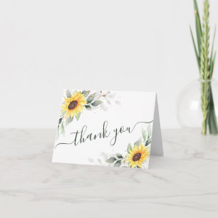 Cartão De Agradecimento Elegante Girassóis Verde Floral