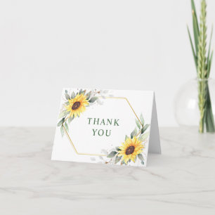 Cartão De Agradecimento Elegante Girassóis Verde Floral