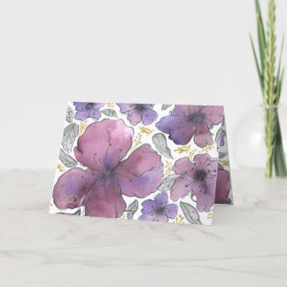 Cartão De Agradecimento Elegante Glitter Floral Birthday Obrigado