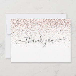 Cartão De Agradecimento Elegante Glitter Moderno Dourado Rosa Rascunho