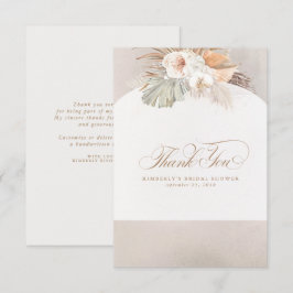 Cartão De Agradecimento Elegante Grama das Pampas Floral Branco Obrigado