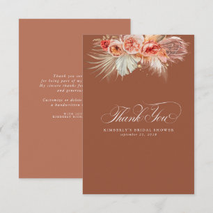 Cartão De Agradecimento Elegante Grama das Pampas Terracota Floral Agradec