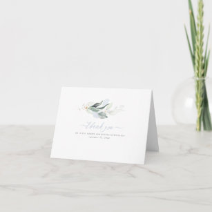 Cartão De Agradecimento Elegante Green Deixa O Casamento Azul Dusty Obriga