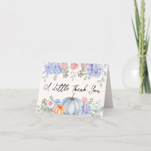 Cartão De Agradecimento Elegante Hydrangea Floral Pumpkin Fall Chá de fral