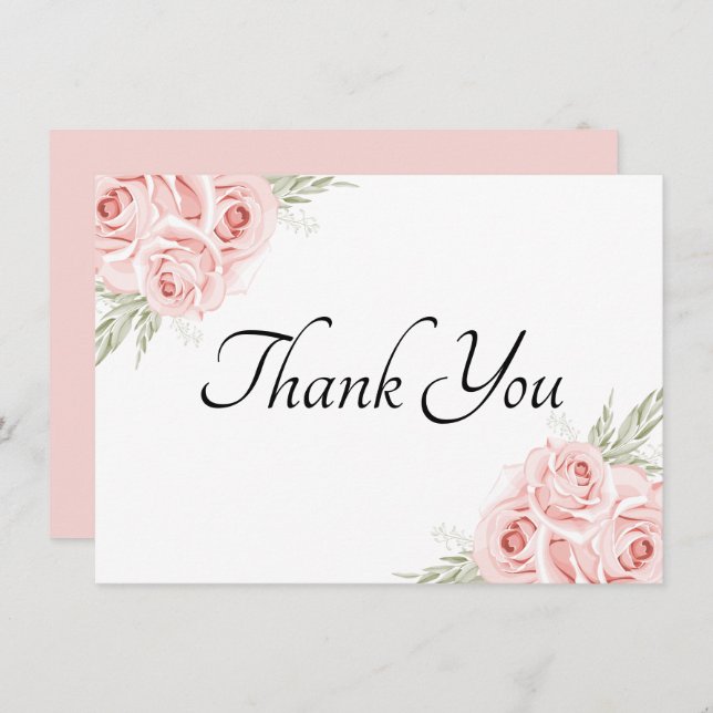 Cartão De Agradecimento Elegante Jardim de Aquarela Floral Rosa Roxa Obrig (Frente/Verso)