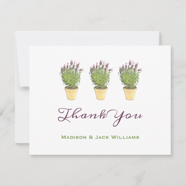 Cartão De Agradecimento Elegante Lavanda Francesa - Fábrica De Potência Ob (Frente)