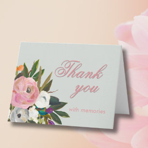 Cartão De Agradecimento Elegante Link de Foto Floral para Aniversário de 6