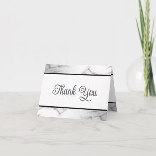 Cartão De Agradecimento Elegante Mármore de Carrara Branco Obrigado