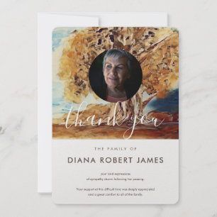 Cartão De Agradecimento Elegante Marrom Rustic Autumn Trees Foto Simpatia