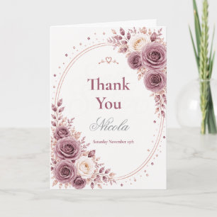Cartão De Agradecimento Elegante Mauve Sweet 16