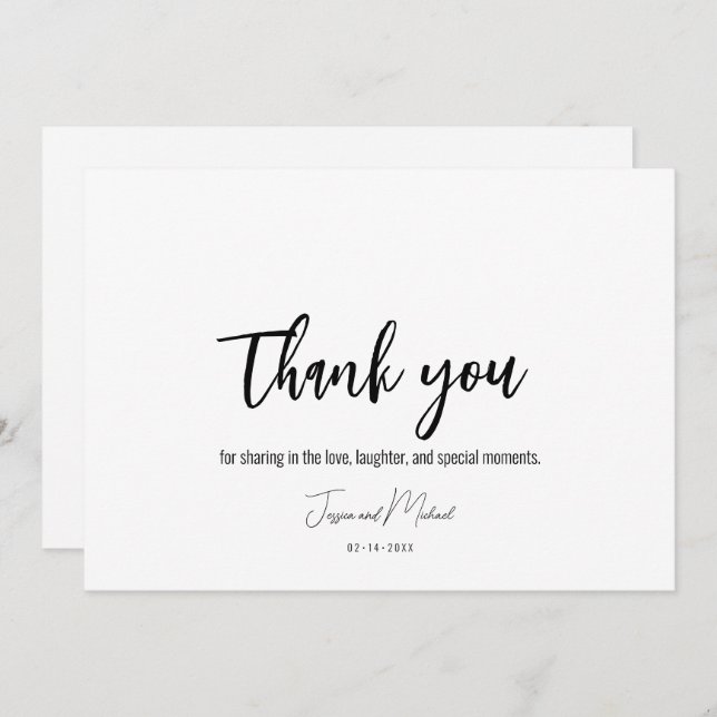 Cartão De Agradecimento 💍 Elegante Minimalista Flat (Frente/Verso)