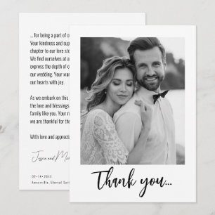 Cartão De Agradecimento 💍 Elegante Mínimo Flat com foto
