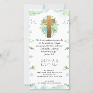 Cartão De Agradecimento Elegante Mint Green Greenery Baptism Favorito
