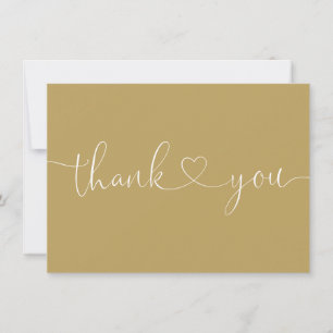 Cartão De Agradecimento Elegante Moderno Minimalista Coração Dourado Scrip