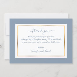 Cartão De Agradecimento Elegante moderno Script Dusty Blue e Dourado