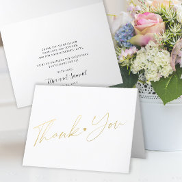 Cartão De Agradecimento Elegante moderno script simples dourado