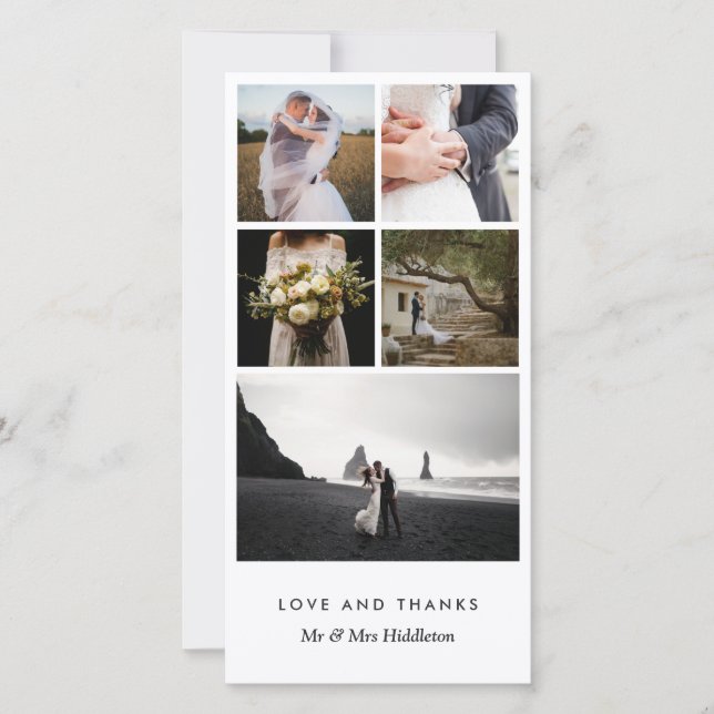 Cartão De Agradecimento Elegante Moderno Simples Casal Casado Obrigado (Frente)