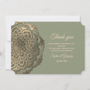 Cartão De Agradecimento Elegante Moderno Verde Salvia & dourado clássico m