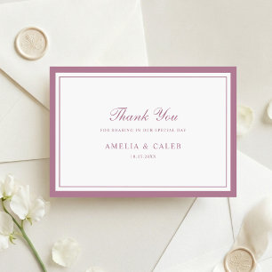 Cartão De Agradecimento Elegante Moldura Rosa Casamento Obrigado
