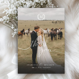 Cartão De Agradecimento Elegante Monograma Crest 2 Foto