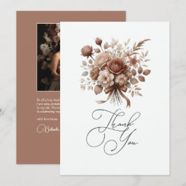 Cartão De Agradecimento Elegante MousSE Floral Neutra de Mocha
