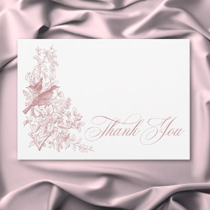 Cartão De Agradecimento Elegante Noiva de Pink Chinoiserie Natureza & Páss