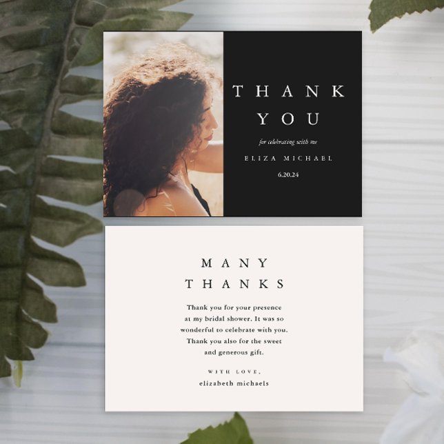 Cartão De Agradecimento Elegante Obrigado Chá de panela Black and Taupe (Criador carregado)