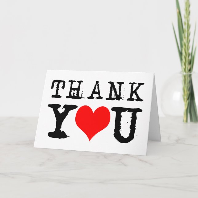 Cartão De Agradecimento Elegante Obrigado Coração Vermelho personalizável (Frente)