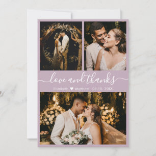 Cartão De Agradecimento Elegante Obrigado de Casamento da Colagem de Fotos