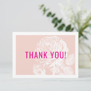 Cartão De Agradecimento ELEGANTE OBRIGADO rosas modernos, cor-de-rosa-rosa
